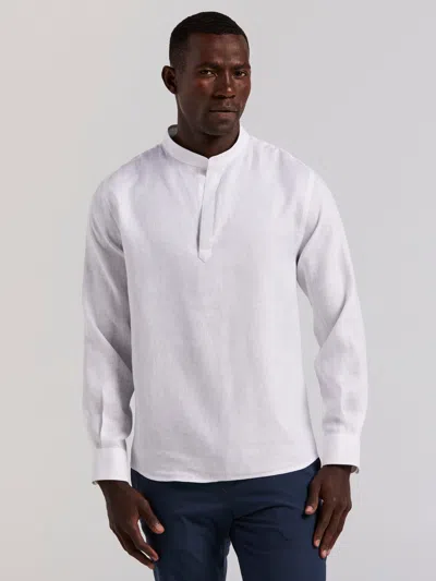 Perry Ellis Men's Solid Linen Blend Popover Shirt In White