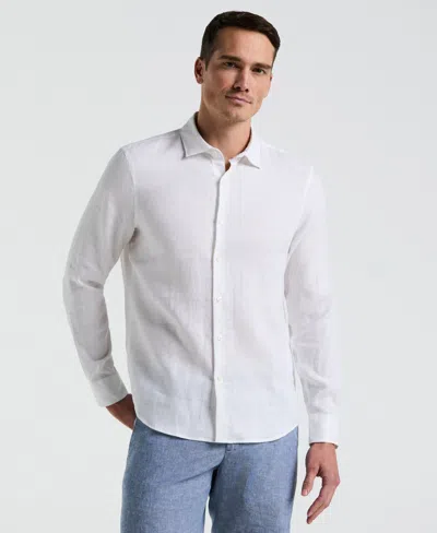 Perry Ellis Men's Solid Linen Blend Shirt In White