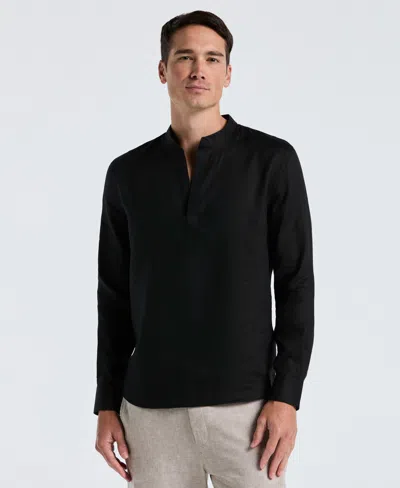 Perry Ellis Men's Solid Linen Popover Shirt