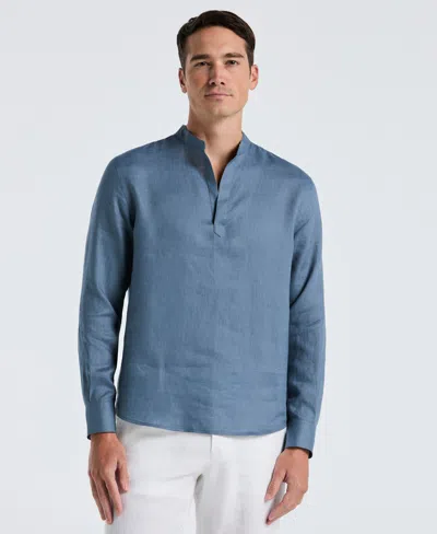 Perry Ellis Men's Solid Linen Popover Shirt