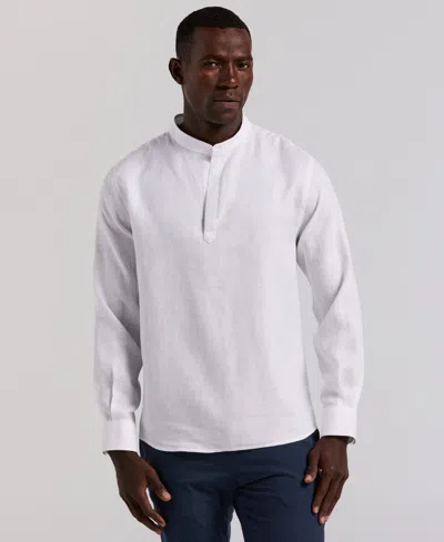 Perry Ellis Men's Solid Linen Popover Shirt In White