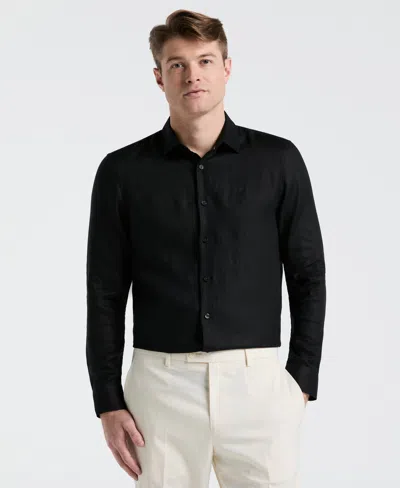 Perry Ellis Men's Solid Linen Shirt In Black
