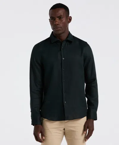 Perry Ellis Men's Solid Linen Shirt In Black