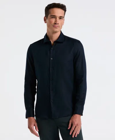 Perry Ellis Men's Solid Linen Shirt In Blue