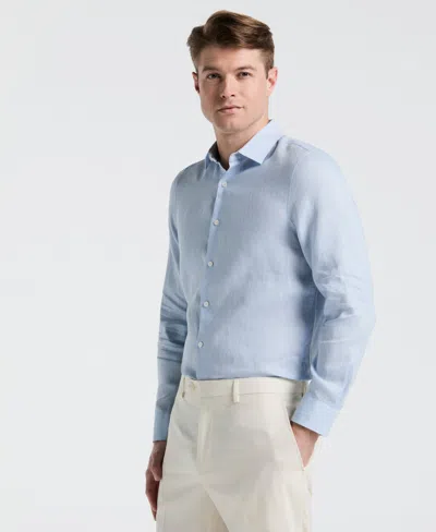 Perry Ellis Men's Solid Linen Shirt In Kentucky Blue
