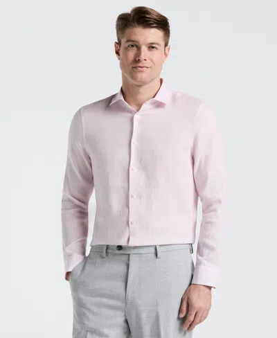Perry Ellis Men's Solid Linen Shirt In Orchid Ice,purple