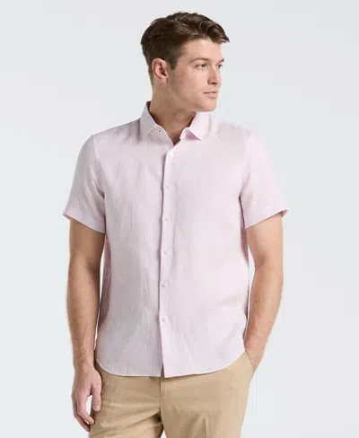 Perry Ellis Men's Solid Linen Shirt In Orchid Ice,purple