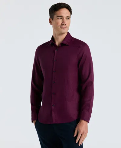 Perry Ellis Men's Solid Linen Shirt In Purple