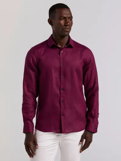 Perry Ellis Men's Solid Linen Shirt In Purple