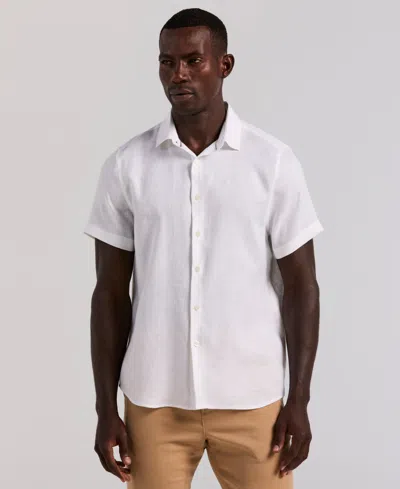 Perry Ellis Men's Solid Linen Shirt In White