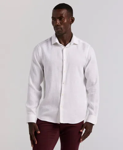 Perry Ellis Men's Solid Linen Shirt In White