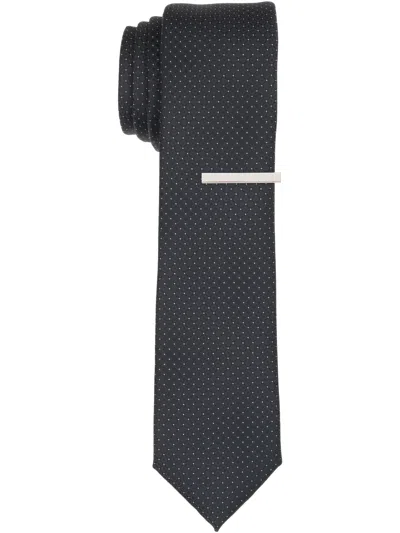Perry Ellis Men's Solid Plain Weave Slim Necktie In Black