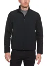 Perry Ellis Men's Solid Stretch Full-zip Fleece Sweater In Black