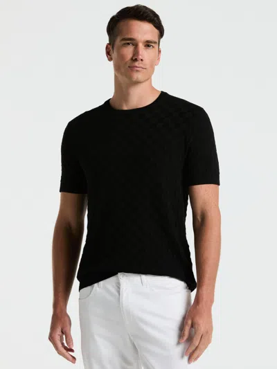 Perry Ellis Men's Square Pattern Crew Neck Sweater T-shirt In Black