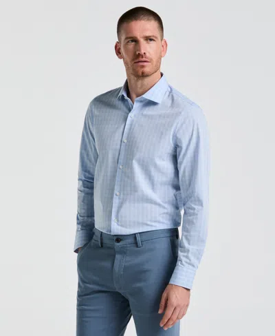 Perry Ellis Men's Slim Fit Stretch Plaid Dress Shirt In Blue