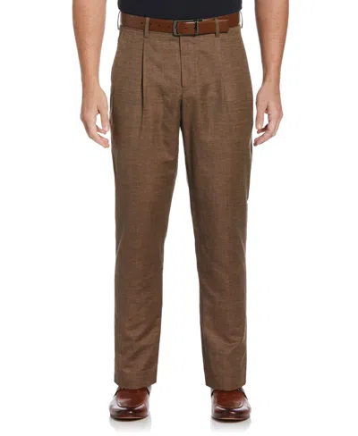 Perry Ellis Men's Tapered Fit Pleated Pants In Coconut Shell,brown