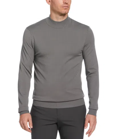 Perry Ellis Men's Tech Knit Mock Neck Pullover Sweater In Steel Gray
