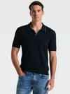 Perry Ellis Men's Tech Knit Open Collar Tipped Sweater Polo In Blue