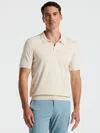 Perry Ellis Men's Tech Knit Open Polo Sweater With Tipping Detail