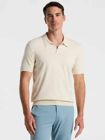 Perry Ellis Men's Tech Knit Open Polo Sweater With Tipping Detail