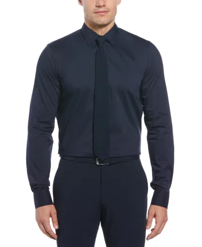 Perry Ellis Men's Tech + Stretch Cotton Blend Dress Shirt In Dark Sapphire,blue