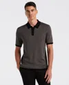 Perry Ellis Men's Tech Zip Short Sleeve Polo Sweater In Gray