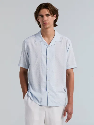 Perry Ellis Men's Textured Dobby Camp Collar Shirt In Blue