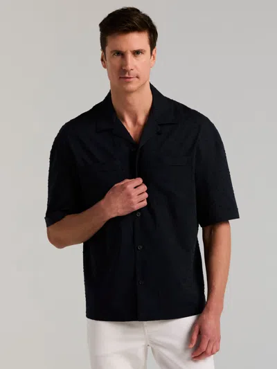 Perry Ellis Men's Textured Double-pocket Cotton Shirt In Blue