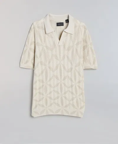 Perry Ellis Men's Textured Geometric Knit Sweater Polo In Silver Birch,gray
