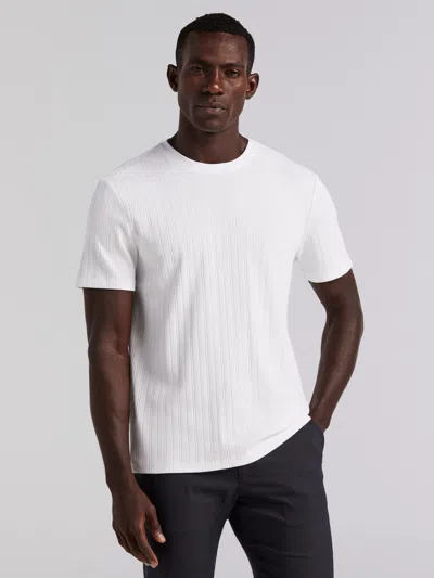 Perry Ellis Men's Textured Ribbed Crew Neck T-shirt In White