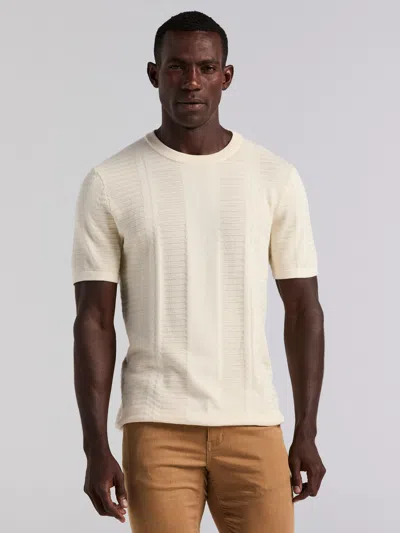 Perry Ellis Men's Textured Stripe Crew Neck Sweater T-shirt In Neutral
