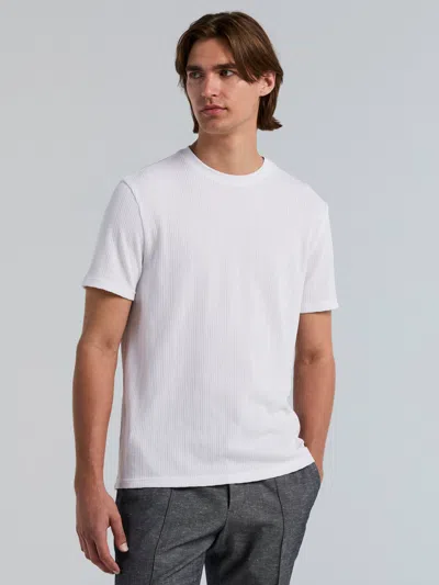 Perry Ellis Men's Textured Stripe Crew Neck T-shirt In Bright White