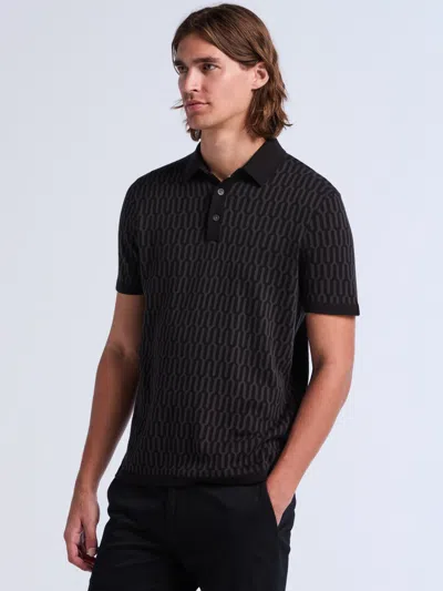 Perry Ellis Men's Tonal Geometric Jacquard Sweater Polo In Black