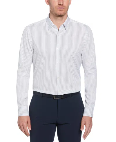 Perry Ellis Men's Total Stretch Bi-color Pinstripe Shirt In Bright White