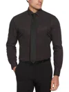 Perry Ellis Men's Total Stretch Black Dots Print Shirt, Size 16.5, Polyester/spandex, Polka Dot, Slim In Black