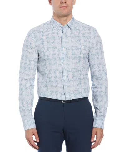 Perry Ellis Men's Total Stretch Slim Fit Abstract Floral Print Shirt Pants In Citadel,blue