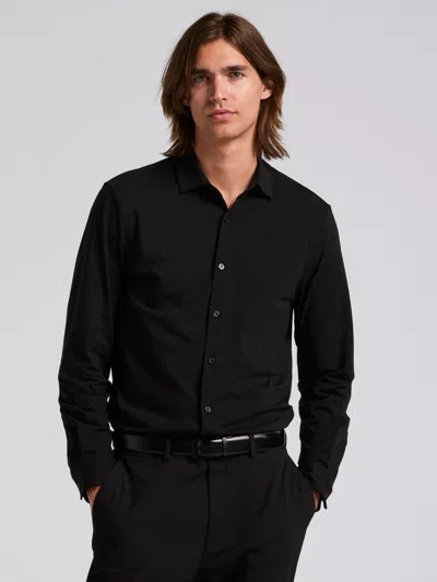 Perry Ellis Men's Untucked Button Down Cotton Shirt In Black