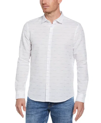 Perry Ellis Men's Untucked Dobby-weave Shirt In Bright White