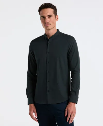 Perry Ellis Men's Untucked Total Stretch Slim Fit Banded Collar Shirt - Green