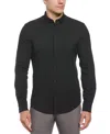 Perry Ellis Men's Untucked Total Stretch Slim Fit Shirt - Black, Size Small, 100% Polyester Long Sleeves In Black
