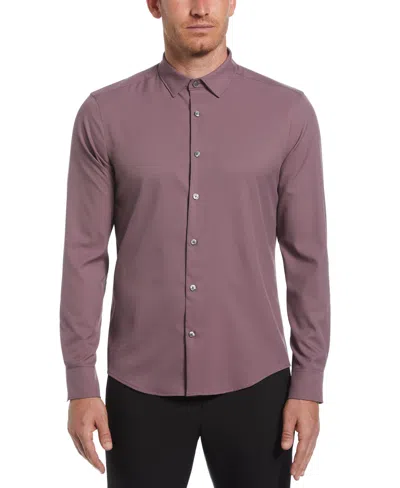 Perry Ellis Men's Untucked Total Stretch Slim Fit Shirt In Flint,purple