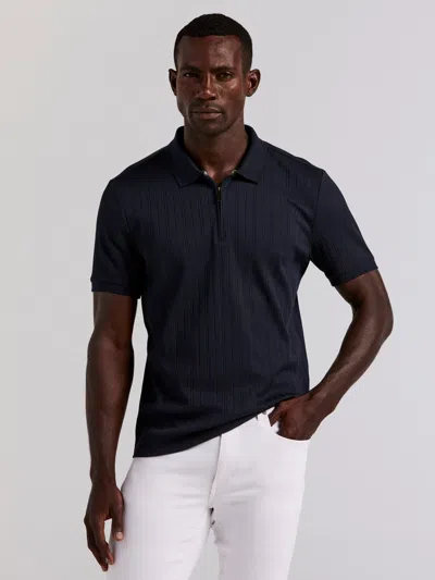 Perry Ellis Men's Vertical Ribbed Zip Polo In Blue
