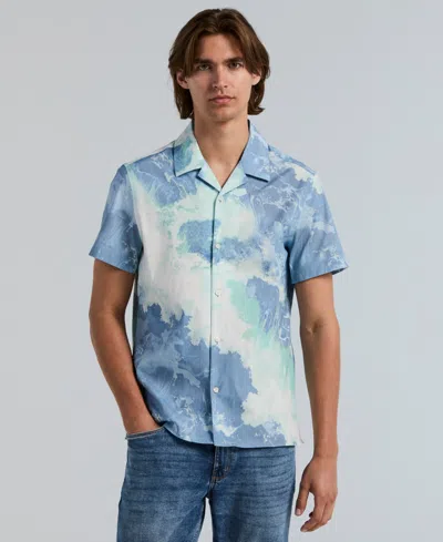 Perry Ellis Men's Wave Print Camp Collar Shirt In Multi