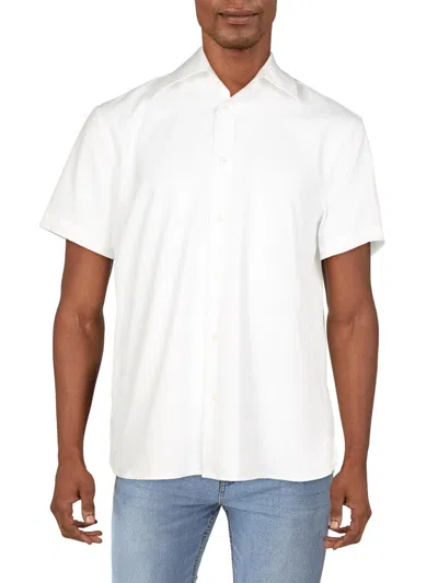 Perry Ellis Mens Collared Office Button-down Shirt In White