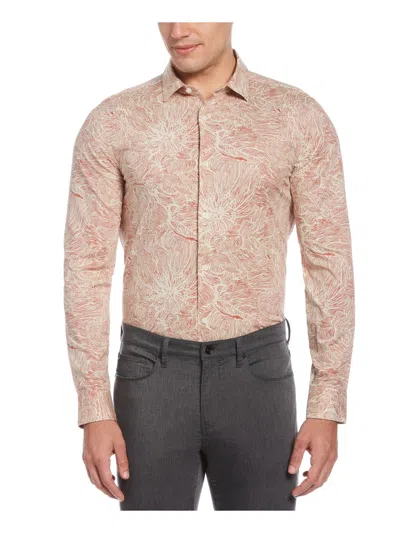 Perry Ellis Mens Collared Printed Button-down Shirt In Pink