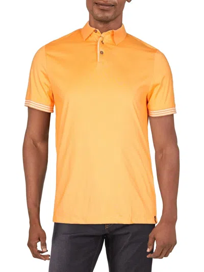 Perry Ellis Mens Short Sleeve Collar Polo In Orange