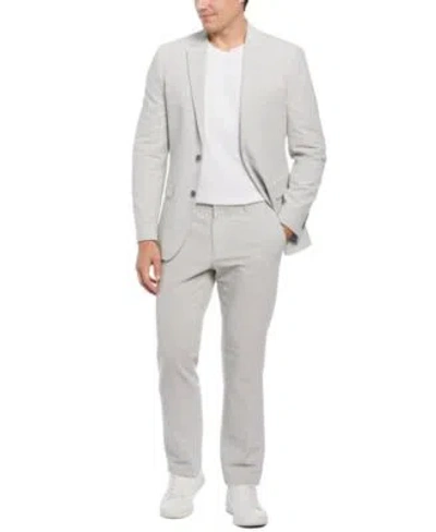 Perry Ellis Mens Slim Fit Seersucker Suit In Chiseled Stone