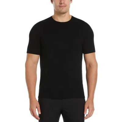 Perry Ellis Mens Solid Viscose Crewneck Sweater In Black