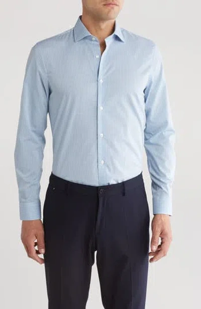 Perry Ellis Micro Plaid Slim Fit Check Shirt In Blue