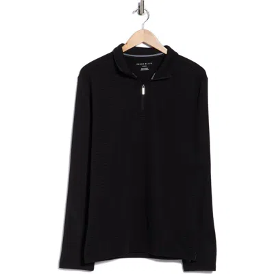 Perry Ellis Ottoman Textured Half Zip Pullover In Black
